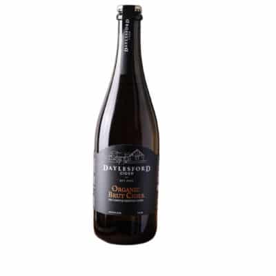 Brut Cider in 750ml bottle with Daylesford Cider label