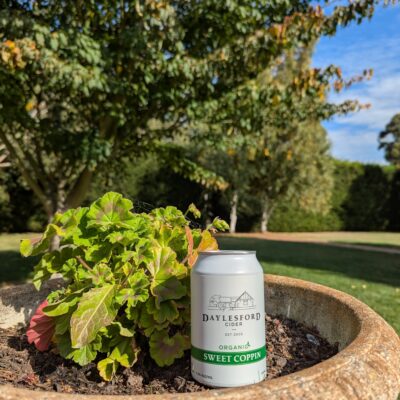 Sweet Coppin cider in Daylesford Cider branded white 330ml can