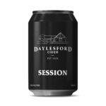 Session cider in a black branded Daylesford Cider 330ml can